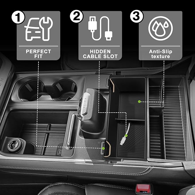 Muslogy Center Console Organizer Compatible with 2026 2025 Ford Expedition Accessories Custom Fit Storage Box ABS Material Insert (Fit with OEM Tray)