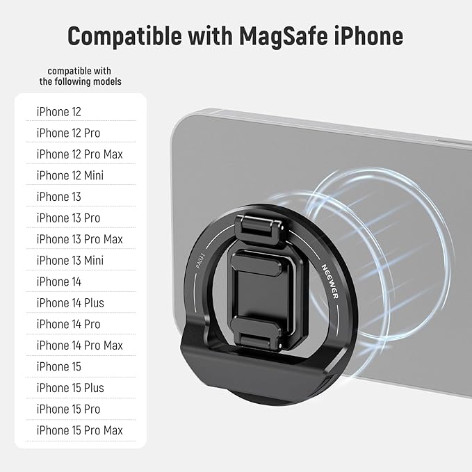NEEWER Foldable Continuity Camera Mount with Cold Shoe for MagSafe iPhone 15 Pro Max 14 13 12 MacBook Air 13" M1, MacBook Air 2018-2020, MacBook Pro 13" M1/M2, MacBook Pro 13" 2017-2020, PA031