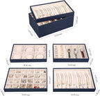 LANDICI Stackable Jewelry Organizer Trays 4 Set,PU Leather Jewelry Organizer Drawer,Jewelry Storage Display Tray for Earring 