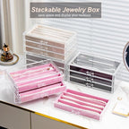YUFONG Necklace Holder Organizer, Dustproof Necklace Box Velvet Necklace Organizer Box with Lid Clear Acrylic Dustproof Stack