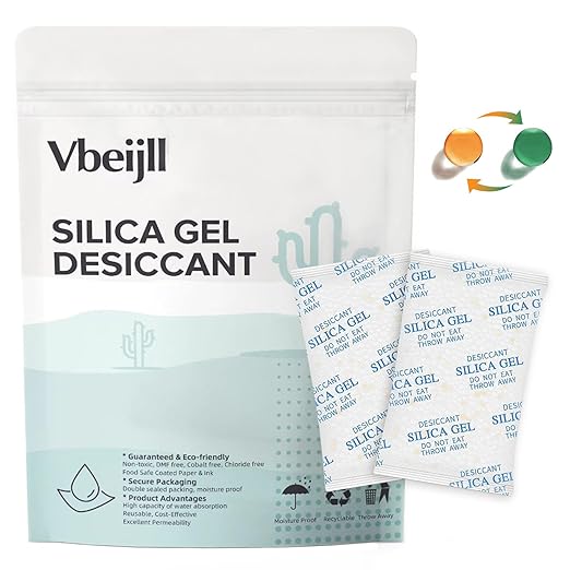 20 Gram (80 Pack) Color-Indicating Silica Gel Packets, Premium Food Grade Desiccant - Rechargeable Moisture Absorbers for
