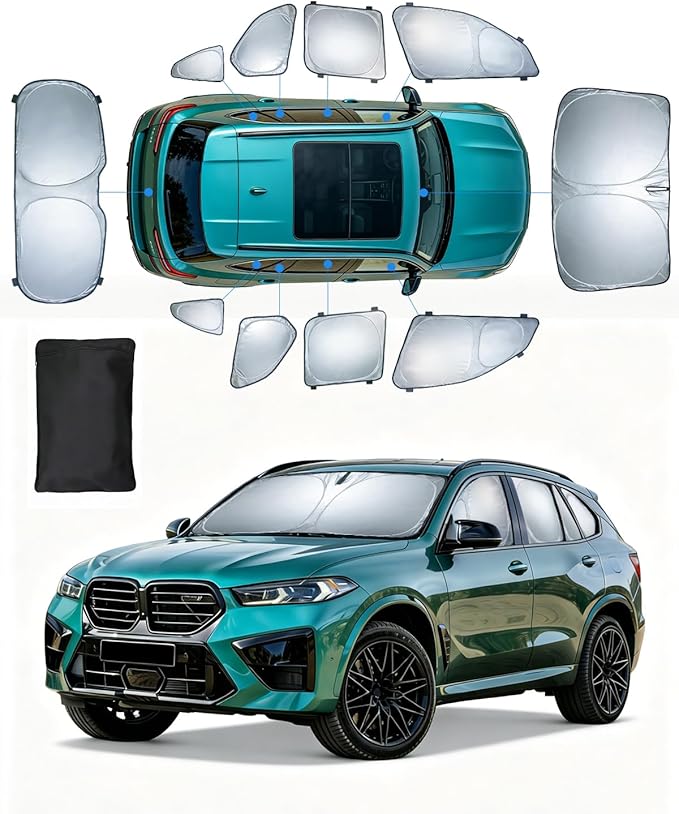 Sun Shades for BMW X5 2019-2025 Windshield Sunshade Accessories Full Window Shades Front Rear Side Window Covers with Inserts Fixed with Inserts Sun Visor Blocker Privacy Car Keep Car Cool 10 PCS