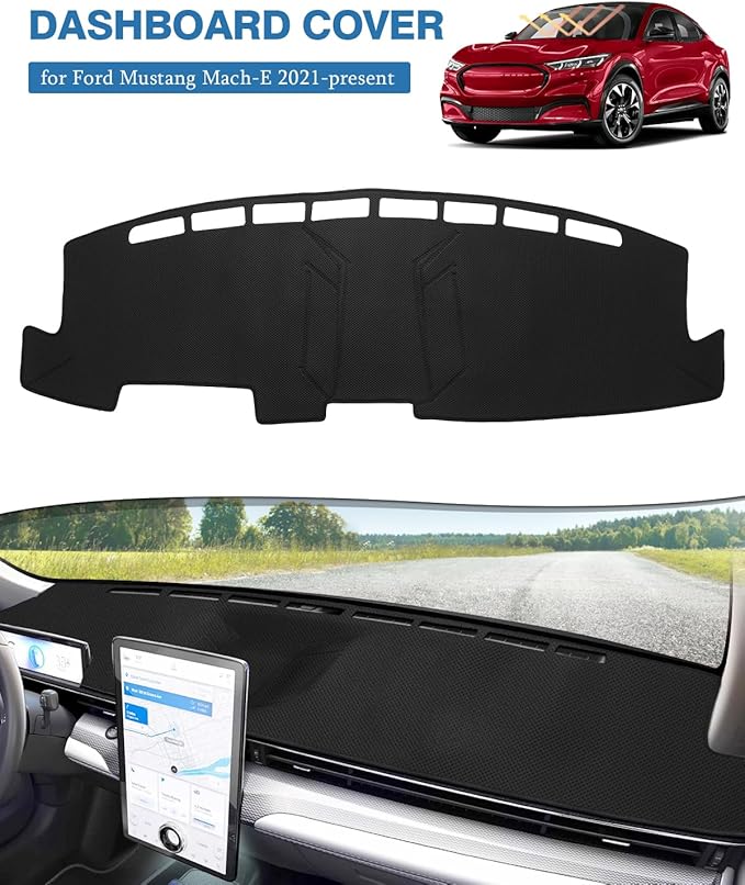 FIILINES Dash Cover for Ford Mustang Mach E 2021-2025, Dashboard Cover Mach E Accessories Nonslip Mesh Protector No Glare