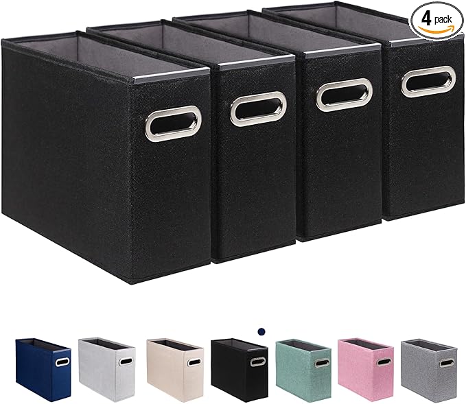 4 Pack Letter Size File Storage Box Collapsible, Fabric Hanging File Folders Organizer, Portable Office Document Holder with 