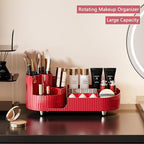 Rotating Makeup Organizer for Vanity with Brush Holder, Cosmetic Makeup Storage Organizer, Large Spinning Makeup Skincare Org