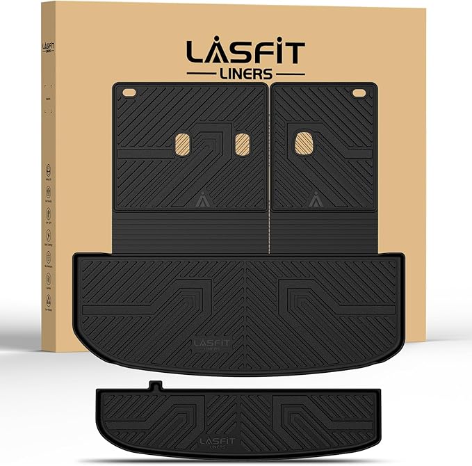 LASFIT Cargo Trunk Mat & Backrest Mats for Hyundai Palisade 2025 2024 2023 2022 2021 2020 All Weather TPE Custom Fit Car Trunk Mats Cargo Liner & Seatback Mats Accessoires, Black
