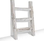 FUIN Wooden Tea Towel Ladder, Mini Ladder Towel Rack Display Hanger, Small Rustic Farmhouse Tea Towel Stand Holder for Countr