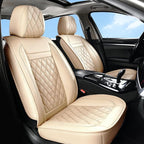 Huidasource Beige Car Seat Covers Front Seats, Front Seat Cover for Cars, Nappa Leather Automotive Car Seat Cushion Protector