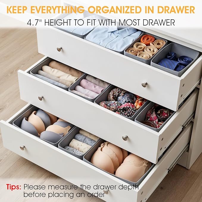 18 Pack Dresser Organizer Bins for Clothes Drawer Organizer Clothes, Underwear Bra Sock Organizers Fabric Closet Organization