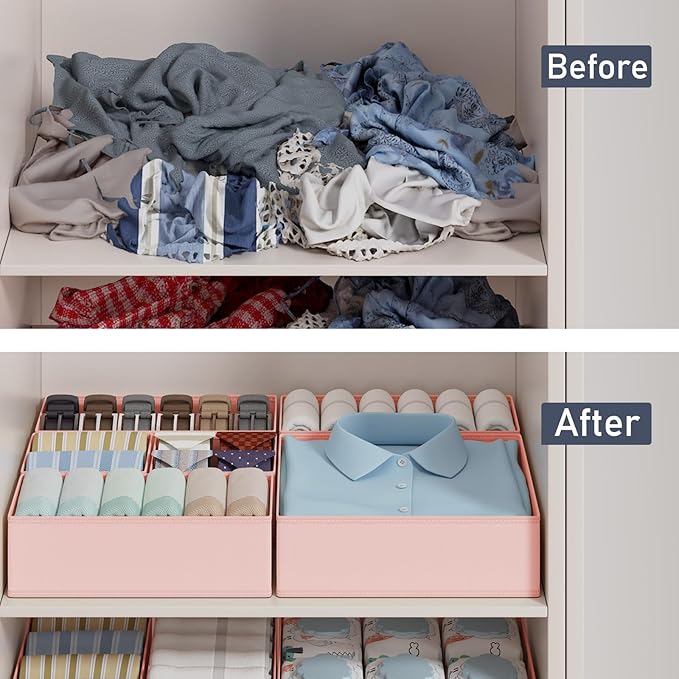 DIMJ Drawer Organizer Clothes Storage- 18 Pack Baby Dresser Organizer for Nursery, Foldable Closet Drawer Organizer Bins for 