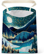 Car Trash Bag Hanging No Snap Small Garbage Bag for Car Back Seat Cute Printed One-handed Strap Trash Bags Car Accessories-Mountain Moon Lake Car Trash Bags