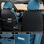 Coverado Seat Covers Full Set, 5 Seats Breathable Faux Leather Seat Covers for Cars, Car Seat Cover Winter, Car Seat Protecto