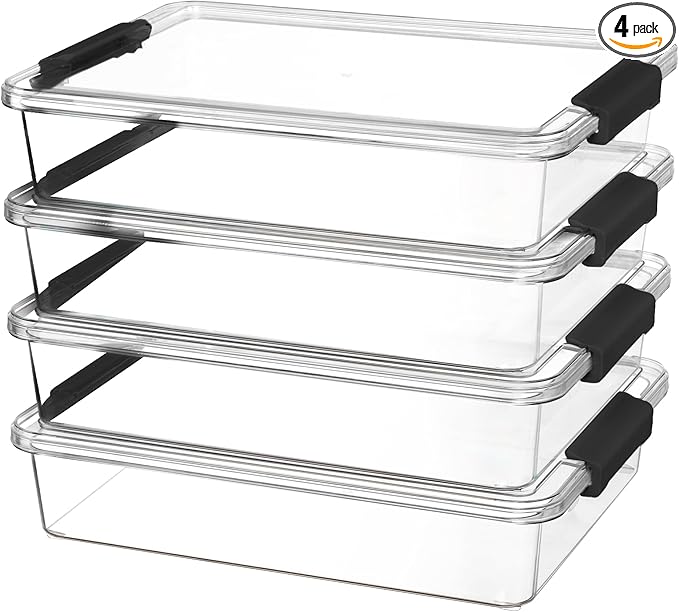 Vtopmart 6 Qt Plastic Storage Bins with Lids, Clear Sensory Bins, Arts Crafts Organizers and Storage, Stackable Containers fo