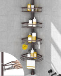 SEIRIONE Rustproof Shower Corner Caddy Organizer for Bathroom,Tension Pole with 4 Baskets, for Bathtub Storage Rack, 34 to 11
