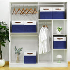 FinishingBo 6-Pack Storage Cubes with Handles & Label Holders Basket, Closet Cube Home Organizer Bins(White/Blue, 13 x 13 x 1