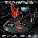 12 V Car 8000 mAh Battery Jump Starter 2800A with 150psI Air Compressor, Compact and Practical Edition QB08L Safe Smart,