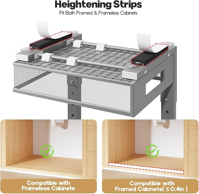 1 Pack 19IN Depth Under Sink Organizer, 2-Tier Pull Out Cabinet Organizer With Smooth Circular Rail, Large Capacity Metal Mes