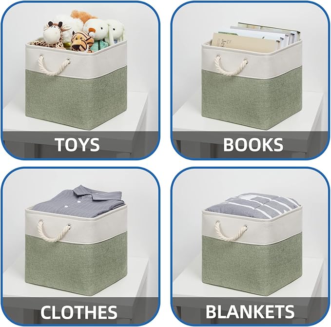 Temary Cube Storage Bins 13x13 Storage Cubes Basket for Gifts Empty, 4 Pack Large Storage Basket with Handles, Decorative Sto