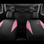 CAR PASS Pink Leather Seat Covers,Girly Quilting Pretty Cute Car Seat Cover with 5mm Composite Sponge Inside,Airbag Compatibl