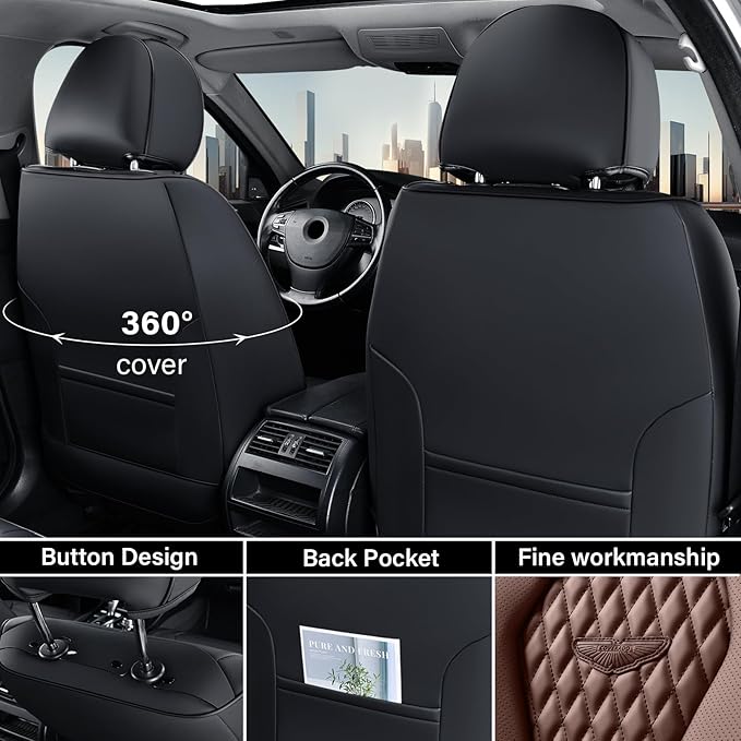 Coverado Car Seat Covers, Seat Covers Full Set, Coffee Car Seat Cover, Auto Seat Covers Front Seats Rear Seat Cover, Luxury C