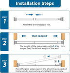AIZESI Silver Tension Curtain Rod 18-36 inch, 1Pcs Adjustable, Stainless Steel, No Drilling, Non-Slip, Wide Use, Easy Install