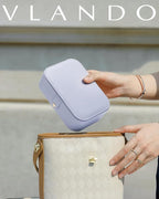 Vlando Travel Jewelry Case for Women Girls Mothers, PU Leather Portable Small Jewelry Box for Rings, Necklaces, Bracelets, Ea