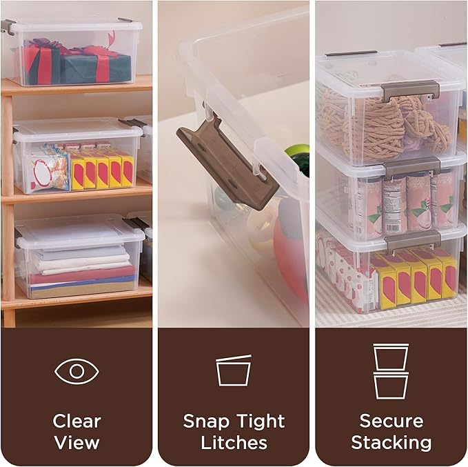 Citylife 17 QT Plastic Storage Bins with Lids Large Stackable Storage Containers for Organizing Clear Storage Box for Garage,