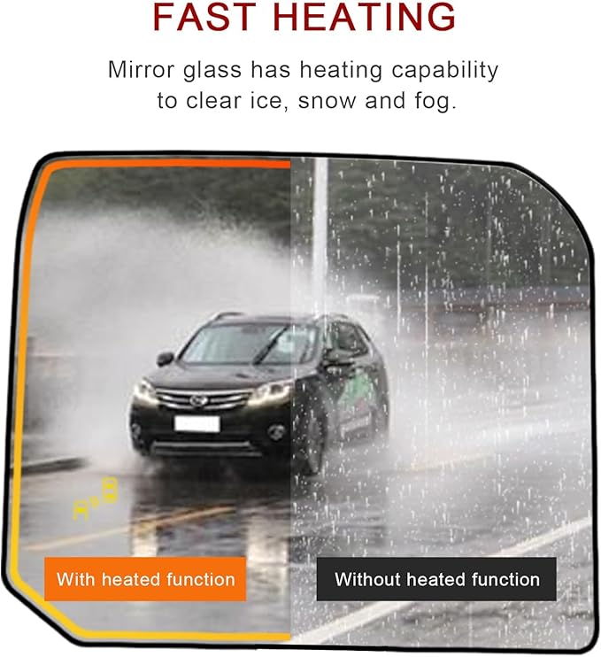 Blind Spot Detection Driver Side Mirror Replacement for Toyota Tundra 2022-2023, Left Upper Exterior Side Rearview Mirrors Glass, with Backing Plate, Power Heated