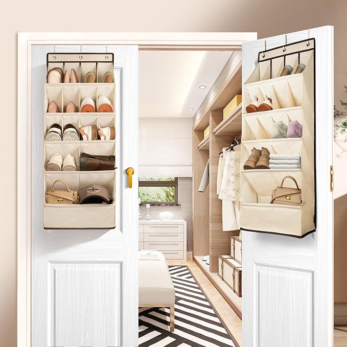 FENTEC 1 Pack Over the Door Shoe Organizers, Hanging Shoe Organizer with Large Deep Pocket Shoe Holder for Closet Shoes Rack 