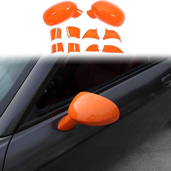 Voodonala for Challenger Rearview Mirror Cover Decoration Trim for 2009-2022 Dodge Challenger, ASB Orange, 10pcs