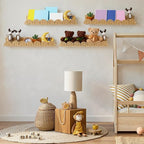 Pinkunn 4 Pcs Nursery Book Shelves 23.6 Inch Rattan Scalloped Floating Bookshelves Wicker Boho Book Shelf for Wall Mounted De