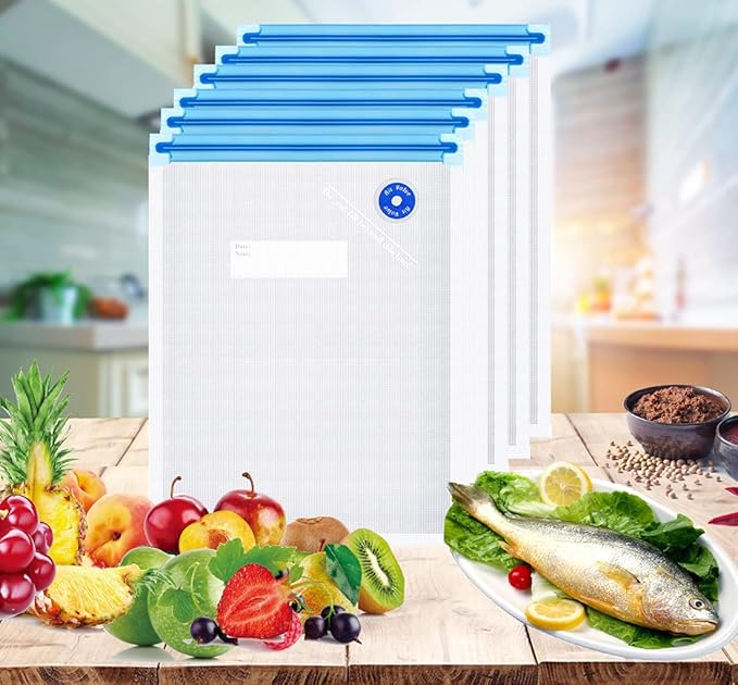 Sous Vide Bags Reusable 27Pcs, BPA Free Food Vacuum Sealer Bag, Food Storage Bags, Vacuum Zipper Bags for Sous Cooking - 20Pc