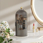 Makeup Organizer Vanity 360 Rotating Makeup Brush Holder Organizer with Lid Clear Makeup Brushes Organizer for Vanity Desktop