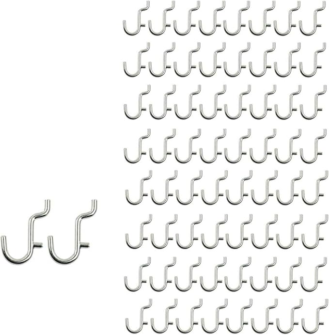 i-FKM 100PCS Metal Pegboard J Hook Accessories Peg Board Wall Display Assortment for Jewelry Organizer Hanging Tools