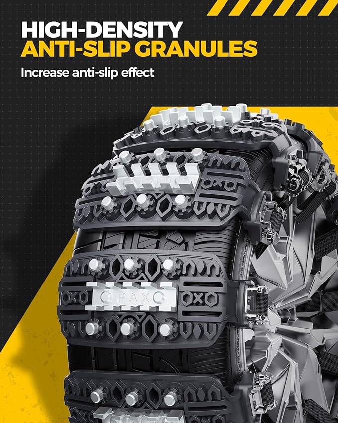 KYX Tire Chains for Car/SUV/Pickup Truks, Adjustable Universal Emergency Snow Chains for Tire, 8.7-11.1 inch, Small, 6 Pcs