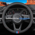 Custom-Fit for Alfa Romeo Steering Wheel Cover, Premium Leather Car Steering Wheel Cover with Logo, Non-Slip, Breathable (C-Style,for Alfa Romeo)