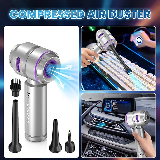Car Vacuum Portable Cordless 20000pa High Power 4-in-1 Handheld Vacuum Cordless Rechargeable, Portable Vacuum with 3 Reusable
