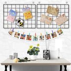 6 Pack 16 x 12 Inch Black Wall Grid Wire Panel with Accessories 1 Black Hanging Wire Basket, 1 Shelf, 1 Hook Rack, 2 Letter S
