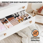 Criusia Drawer Organizer Clothes 6 Pack White- Dresser Organizer Bins for Closet Bedroom - Baby Clothes Organizers and Storag
