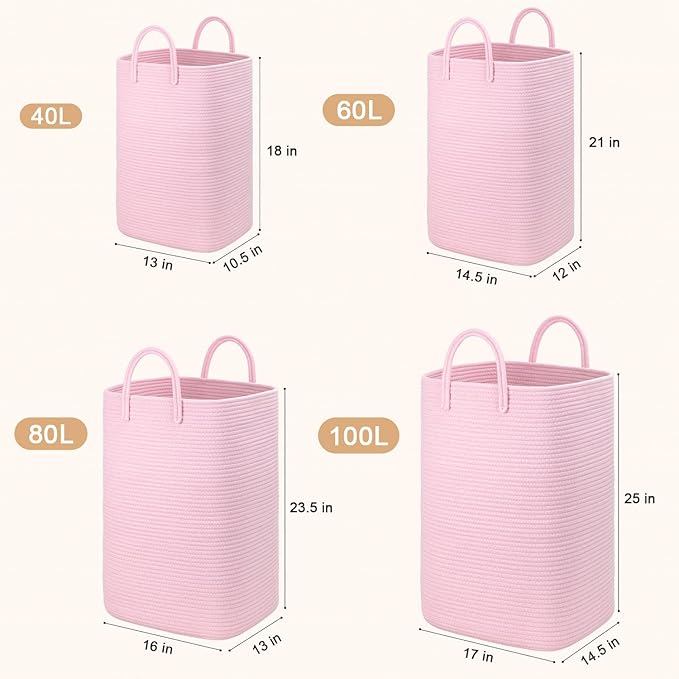 Artfeel Laundry Basket,Woven Cotton Rope Laundry Hamper,40L Versatile Storage for Dirty Clothes,Baby Toys,and Blankets in Bat