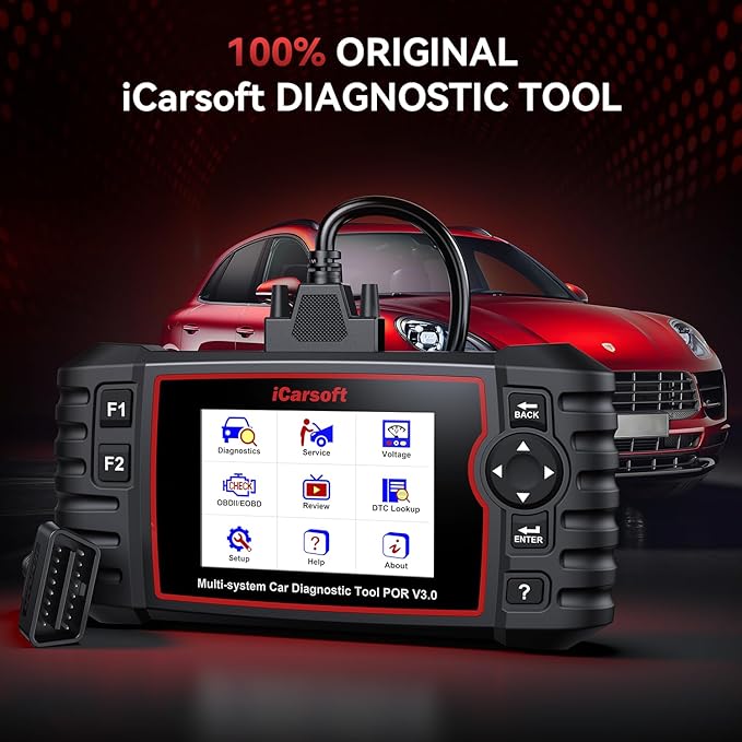 Bidirectional Diagnostic Tool for Porsche/Cayenne, iCarsoft 2026 POR V3.0 All System OBD2 Scanner, 27 Resets +12 Extra Services