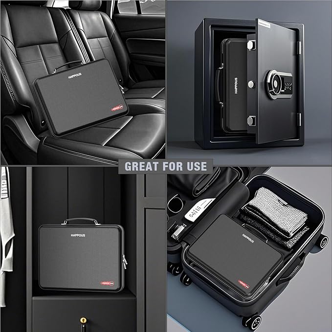 Fireproof Document Organizer, Expanding File Organizer with 13 Pockets, Portable Fireproof Document Box Hard-Shell Document O