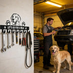 Golden Retriever Key Holder, Dog Leash Holder for Wall with 7 Hooks, Black Decorative Small Key Hanger for Entryway&Front Doo