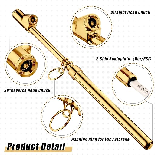Tallew 10 Pack Dual Head Tire Pressure Gauge Heavy Duty Air Pressure Tire Gauge for Auto Truck Car RV Van Gage Range 10-150PSI, 1-10Bar (Gold)