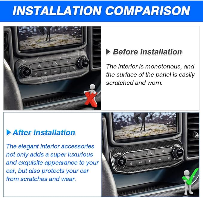 Autorder Custom Fit for Accessories 2021 2022 2023 2024 2025 Ford Bronco Sport Carbon Fiber Button Frame Panel Cover Center Console Interior Trim