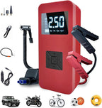 Jump Starter with Air Compressor, Portable Car Battery Jump Starter with 150PSI Digital Tire Inflator, 14.8V Jump Box for Women,Pink Car Battery Jumper with Jump Cables, Lights, LCD Display