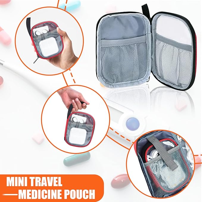 GDNasist Medicine Storage Bag, Pill Bottle Organizer for Emergency, Medicine Box Empty with Small Portable Pouch, First Aid B