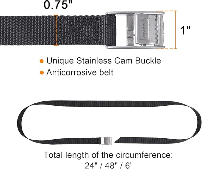 Ayaport Cam Buckle Roof Rack Straps Lashing Straps with Stainless Steel Cam Buckle 1650lbs Break Strength Securing Straps Tie Down 4ft for Packing