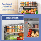 Housolution 2 Pack Wall Mounted Fruit Basket with Wood Lid, Hanging Kitchen Storage Basket for Fruit and Vegetable, Potato an