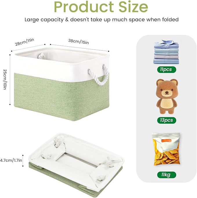 Large Storage Baskets- 15x11x10 inch Storage Bins for Shelves and Closet Organizing, Foldable Fabric Bin for Home Organizatio